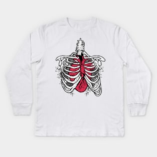 Big red heart skeleton Kids Long Sleeve T-Shirt